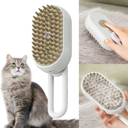 Electric Cat Steam Brush – 3-In-1 Pet Grooming Comb with Water Spray for Cats and Dogs, USB Rechargeable