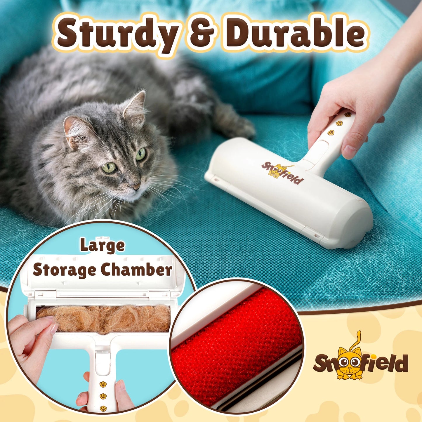 Pet Hair Remover Brush, Reusable Lint Roller, Dog & Cat Fur Removal Tool
