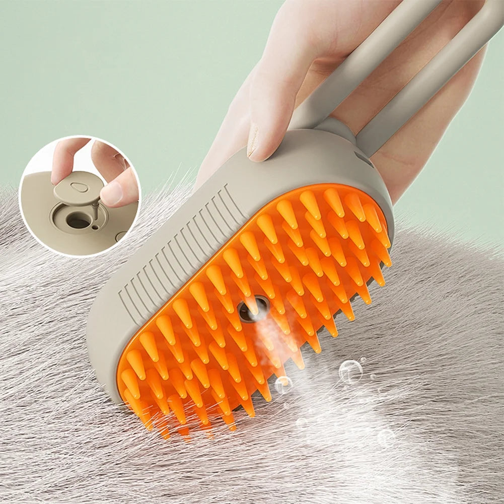 Electric Cat Steam Brush – 3-In-1 Pet Grooming Comb with Water Spray for Cats and Dogs, USB Rechargeable