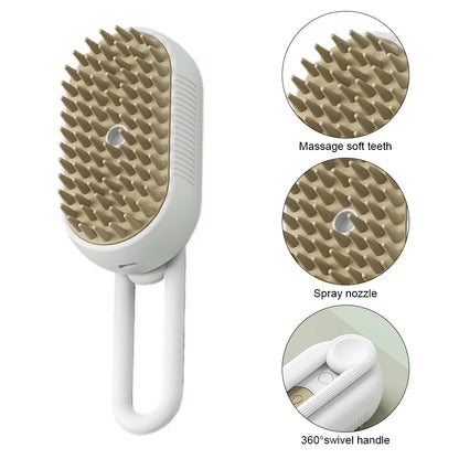 Electric Cat Steam Brush – 3-In-1 Pet Grooming Comb with Water Spray for Cats and Dogs, USB Rechargeable