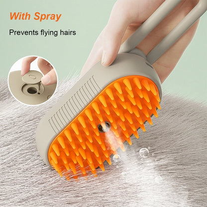 Electric Cat Steam Brush – 3-In-1 Pet Grooming Comb with Water Spray for Cats and Dogs, USB Rechargeable