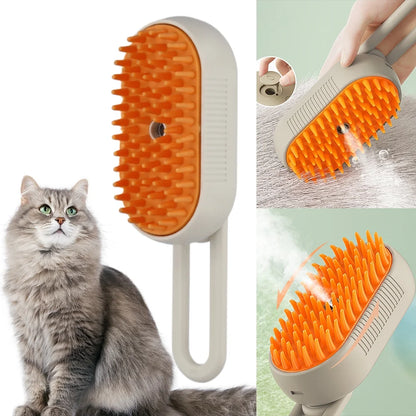 Electric Cat Steam Brush – 3-In-1 Pet Grooming Comb with Water Spray for Cats and Dogs, USB Rechargeable